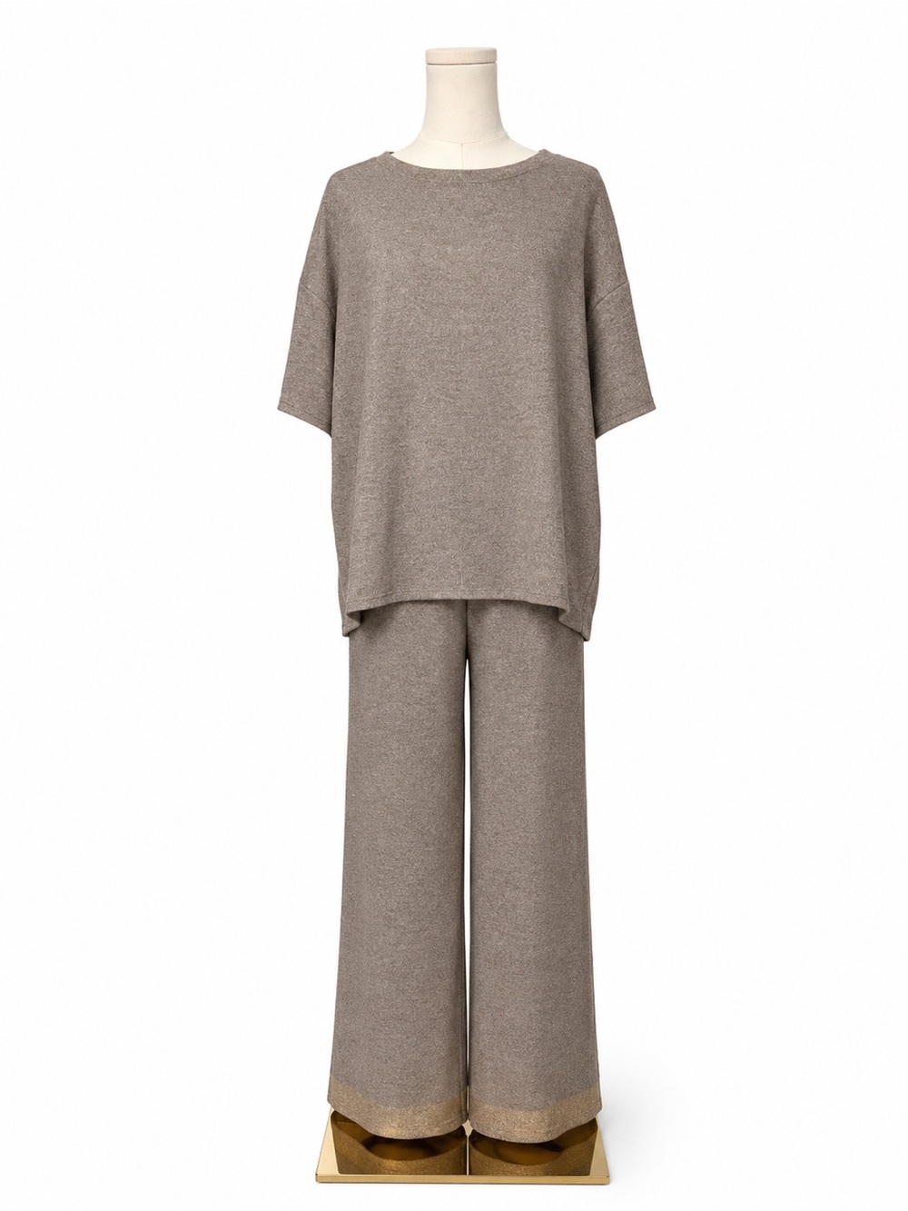 Zenana Heathered Taupe Knit Top